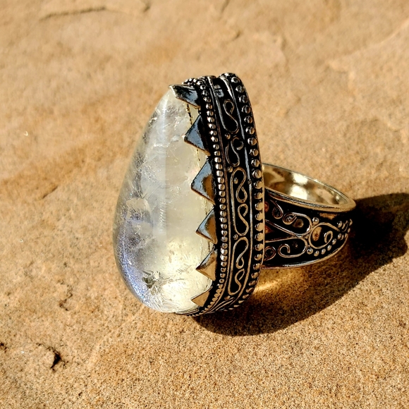 New Rainbow Dichroic Glass 925 Silver Ring. - Picture 3 of 9